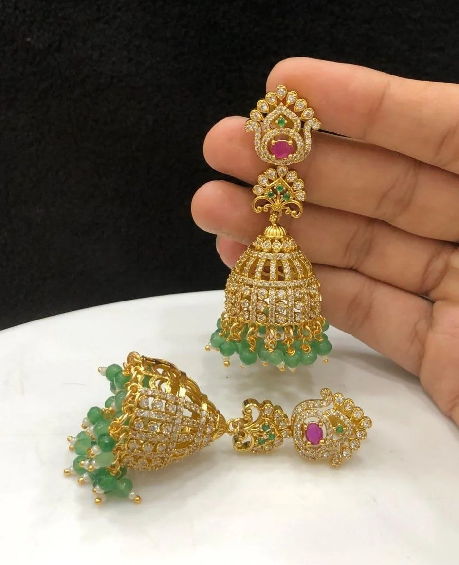 Emerald Bloom Jhumkas